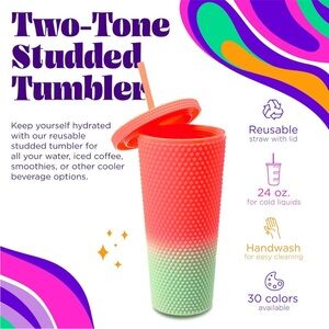 Coral and mint 24 oz new studded tumbler